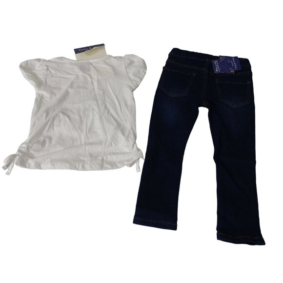 Emma and Elsa Queen Boss 2 pc Outfit TShirt and Denim Jeans Set Girls Size 4 NEW - Picture 4 of 6